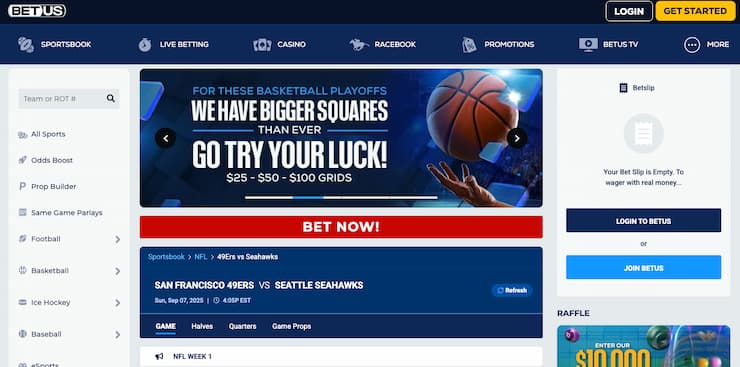 A view of the betting interface on BetUS, one of the best OR online sportsbooks.